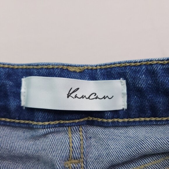 Kancan Straight Leg Jeans 5 Distressed Light Wash Mid Rise Stretch Juniors - Picture 8 of 9